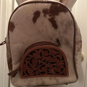 Brown and Cream Women's Backpack